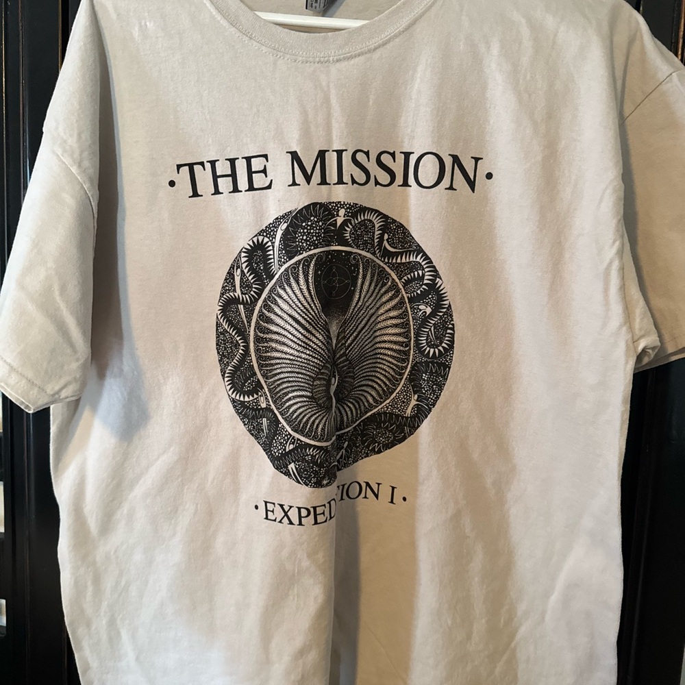 The Mission UK Expedition One Tour Shirt in Cream with Black Print